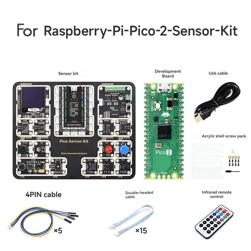 For Raspberry Pi Pico 2 Sensor Kit Development Board RP2350 Microcontroller ARM Cortex-M33 Hazard3 RISC-V Motherboard