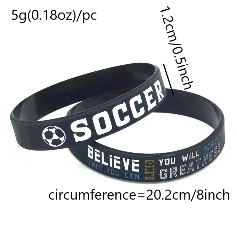 سوار معصم من السيليكون المطاطي ، كرة القدم ، كرة القدم ، صدق أنك تستطيع ، فائز ، لا تنساه أبدًا ، 1 * ، 3 *