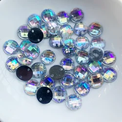 100PCS 10mm Colorful AB Round flatback Acrylic rhinestone stones and Crystals DIY Sewing on Garments Decoration Accessories