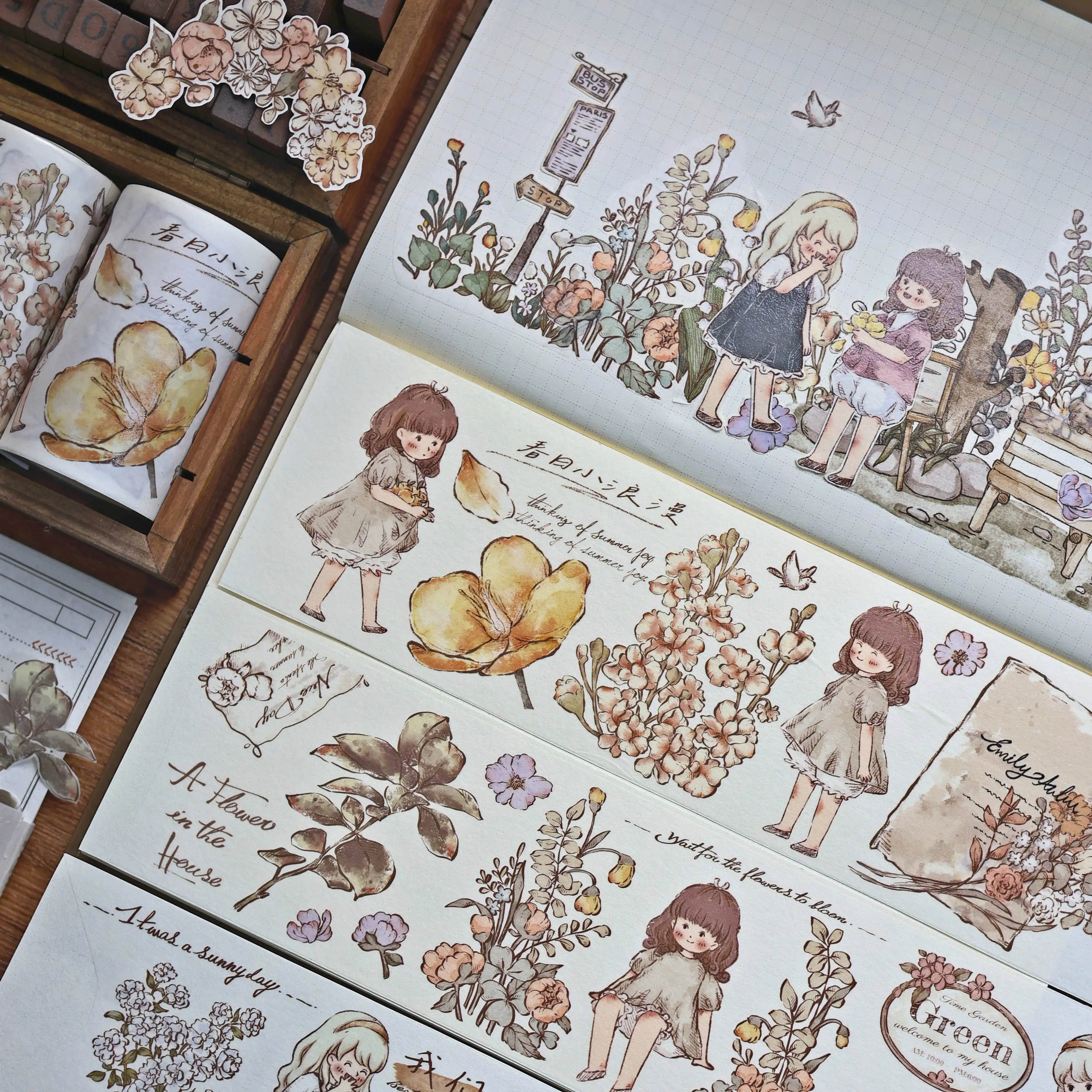 Vintage Blumen Mädchen Papier Washi Masking Pet Tape Roll