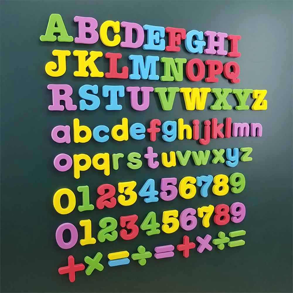 Kids Magnetic Letters Numbers Alphabet Fridge Magnets Plastic Educational Preschool Learning Toy Set Uppercase Lowercase Math