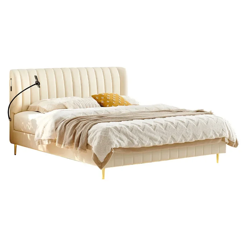 

Light luxury minimalist master bedroom 1.8 meters double 1.5 modern minimalist Nordic leather soft bed wedding bed leather bed