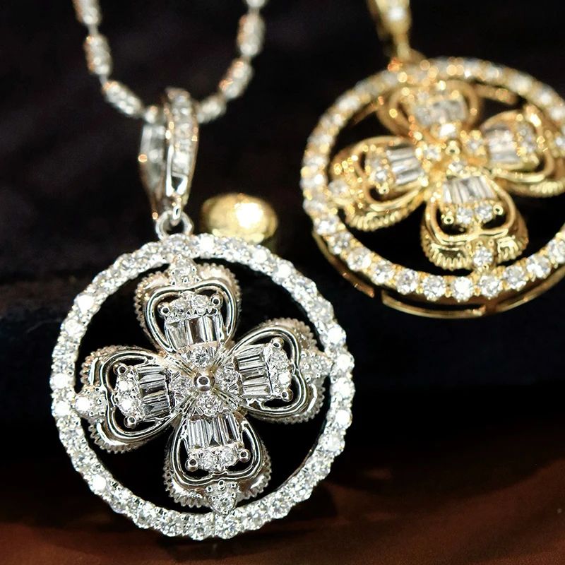 Aazuo 18K Solid White Gold Yellow Gold Diamonds 0.48ct Round Pendent NO Chain For Women And Girls Perfect for Special Occasions view 4