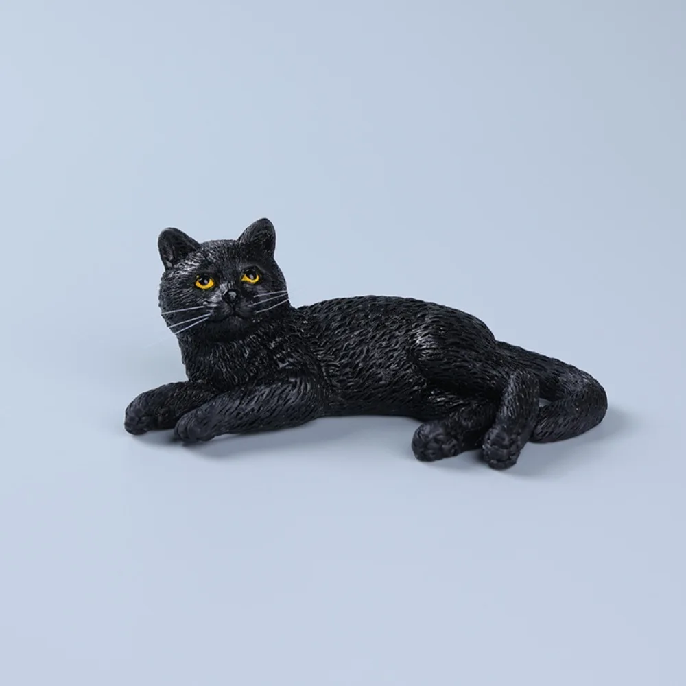 Adorno Creativo de Gato en Miniatura, Modelo de Gatito Simulado, Figura de Gato de Resina en Blanco y Negro, Estatua de Gato Recostado