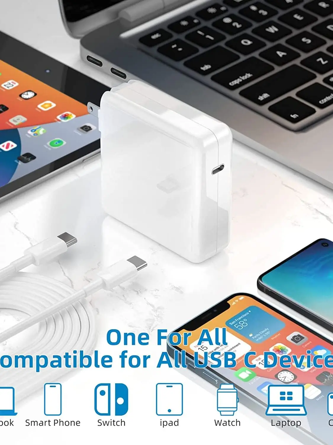 87W PD USB-C Power MagSaf* 2 Adapter Laptop Notebook Fast Charger For Apple Macbook Pro 15'' M1 A1719 A1707 Release 2016-2020