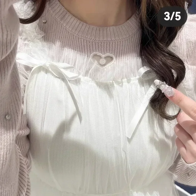 2025 primavera macio menina japonês elegante em camadas suspender gaze vestido pode ser combinado com camisola y2k rosa cinta vestidos mujer