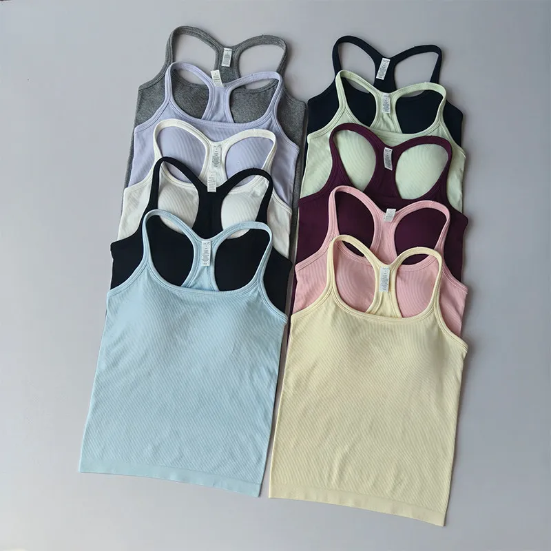 Sports underwear women's shock-proof gathering fitness small suspenders I-shaped thin running outside Pilates yoga vest