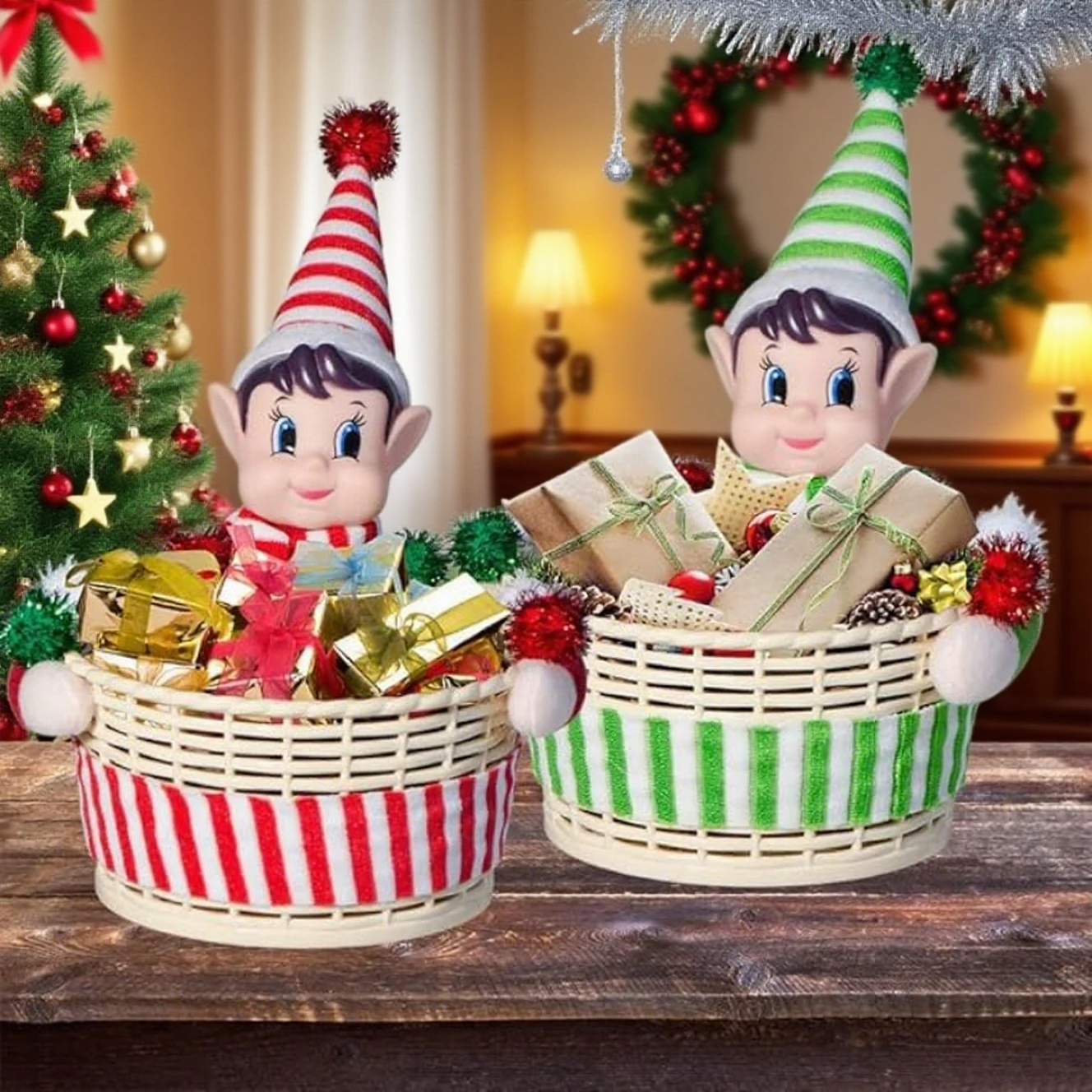 

Christmas Candy Basket,Candy Dish for Home,Party Deco-Decorative Tabletop Decoration&Gift Storage Box for Christmas Decorations