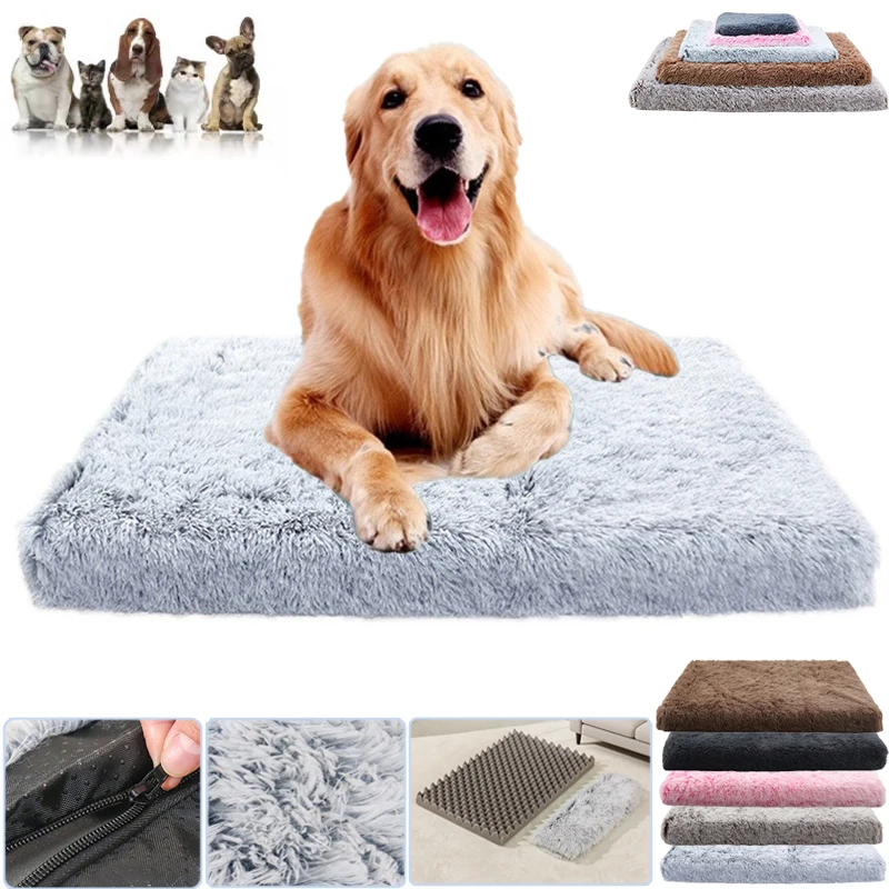 

Cozy Pet Warm Sleeping Mat Long Plush Super Soft Dog Cat Pet Bed Detachable Machine Washable Anti-Slip Rectangular Bed 애완동물 굴
