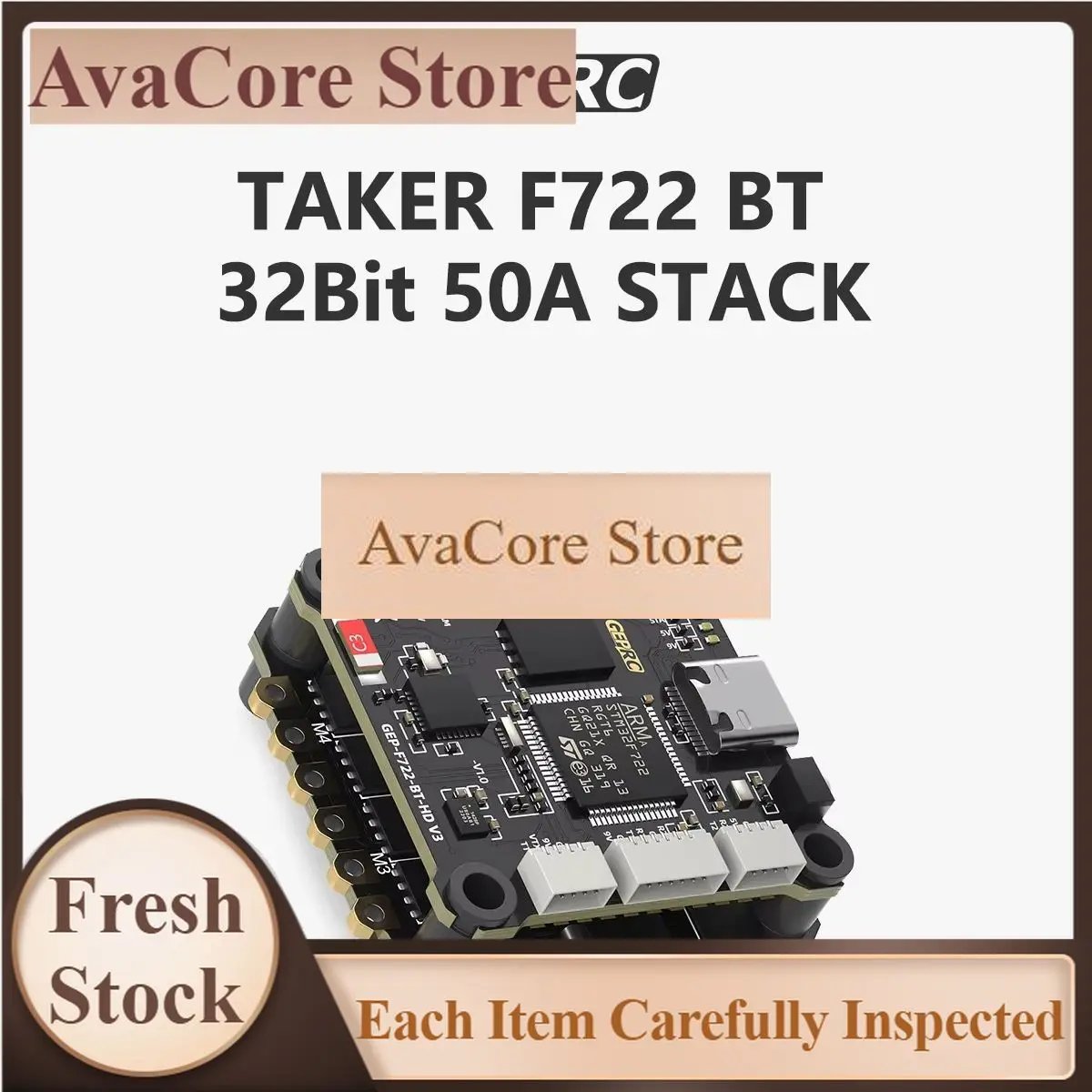 AvaCoreGEPRC TAKER F722 BT 32Bit 50A STACK F722 BT 8Bit 60A 65A STACK 512M Black Box F722-BT-HD V3 FC for Racing FPV Drone