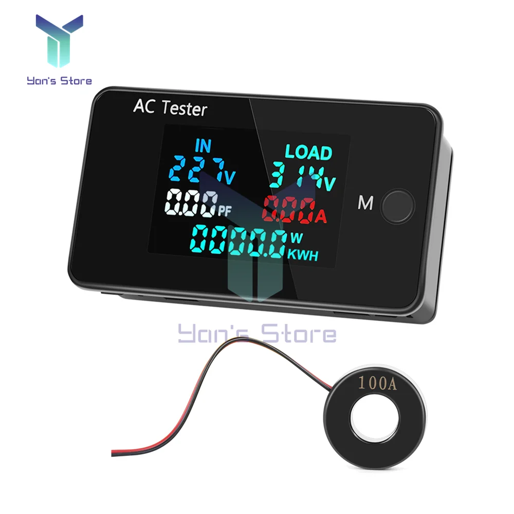 KWS-AC305 Dual Voltage Voltmeter 6 in 1 AC Wattmeter 50-300V 0-100A Digital Ampermeter Electric Meter Power Detector