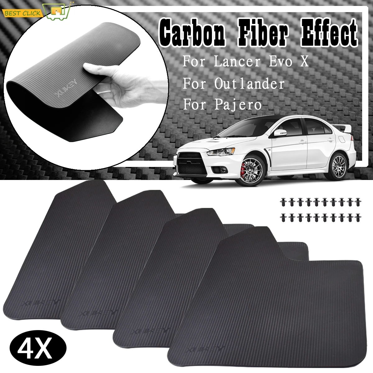 Rally Sport Mudflaps Mud Flaps Splash Guards Mudguards For Mitsubishi Lancer Evolution Evo x 7 8 9 Strada Triton Montero Shogun