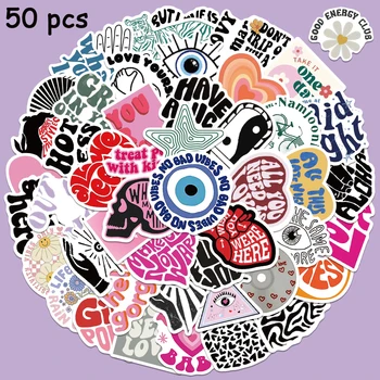50pcs 영감 영어 사랑 심장 스티커 노트북 편지지 스케이트 보드 기타 일기 스티커에 대 한 미적 전사 술