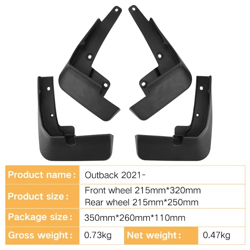 4Pcs Waterproof  MudFlaps Splash For Subaru Outback 2021 - 2024 2023 2022 Car Mudflaps Guards Mudguards Flap Fender Accessories - view 2
