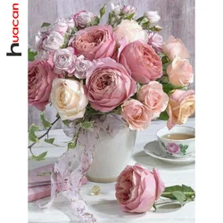 Huacan New Arrivals Diamond Painting Flower Full Round Square Diamond Embroidery Rose Art Wall Decoration Craft Kit