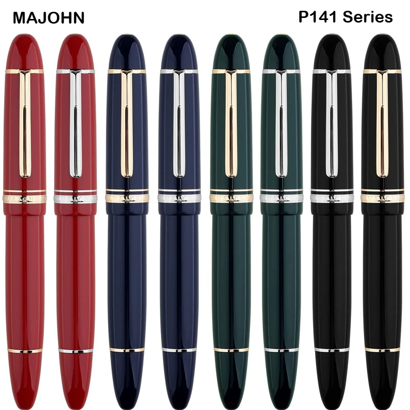 

MAJOHN P141 Brass Piston Filler Fountain Pen 8# 40 Two-Tone Nib Light Resin Body Stationery School Office Supplies PK 9019 X159