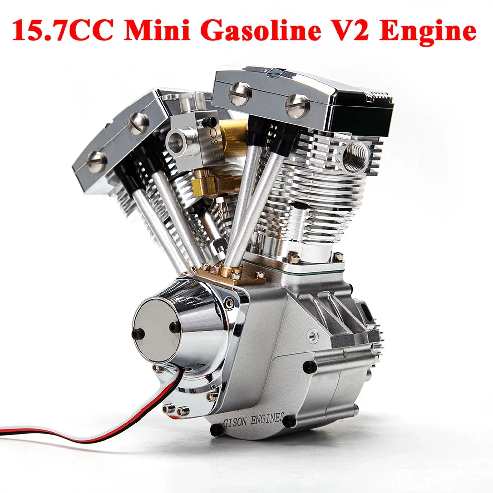 CISON 15.7CC Mini Gasoline V2 Engine Model Can Launch Fuel Methanol Engine Suitable for RC Car Modification TOY