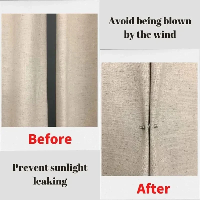 1-10Pairs Curtain Magnetic Button Nail Free Detachable Window Curtain Close Magnet Buckle Adjustment Curtain Clip Accessories