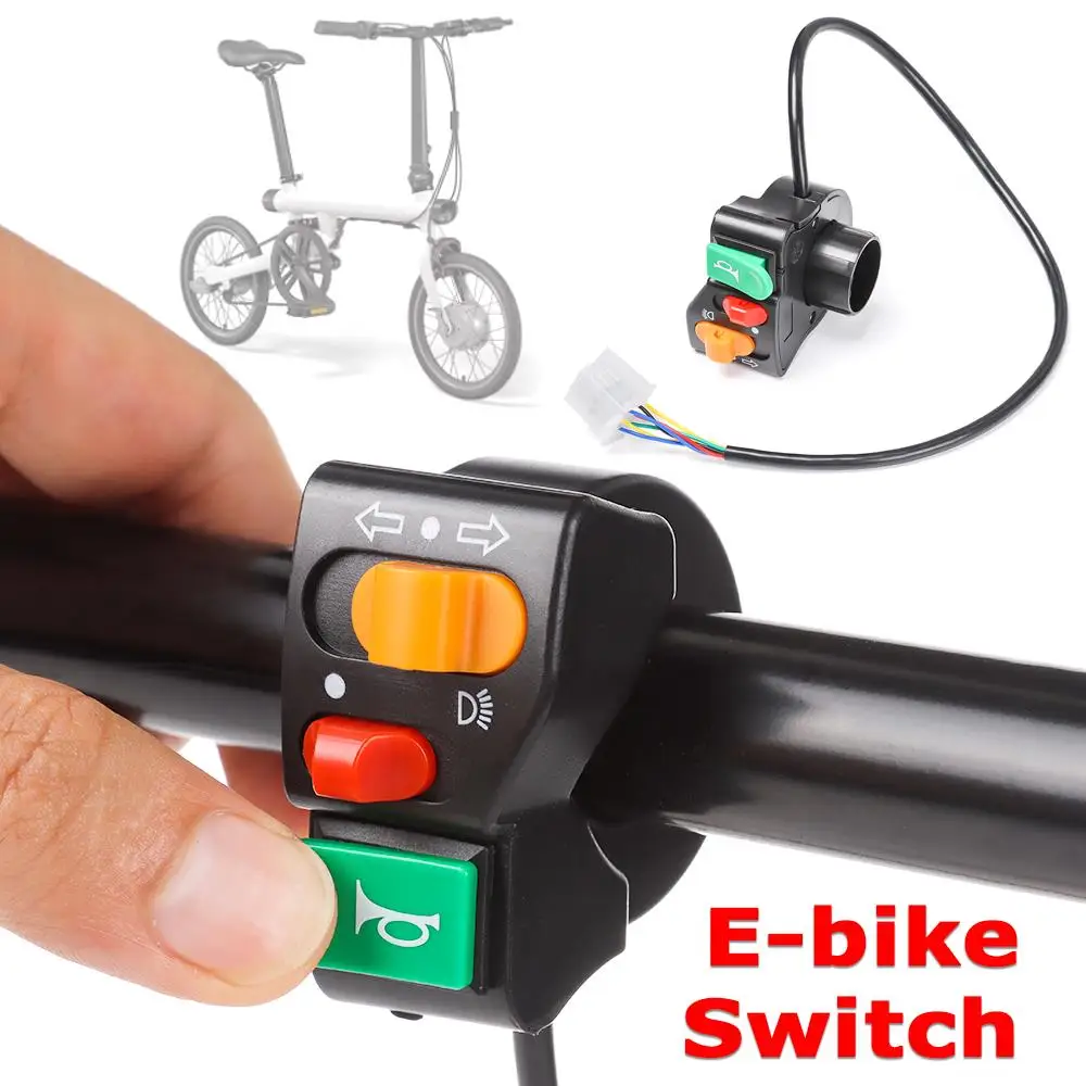 Electric Bicycle Accessories Light Horn Cornering Lamp 3 In 1 On-Off Button Apply Left Handle E-bike Switch Scooter Parts Tool