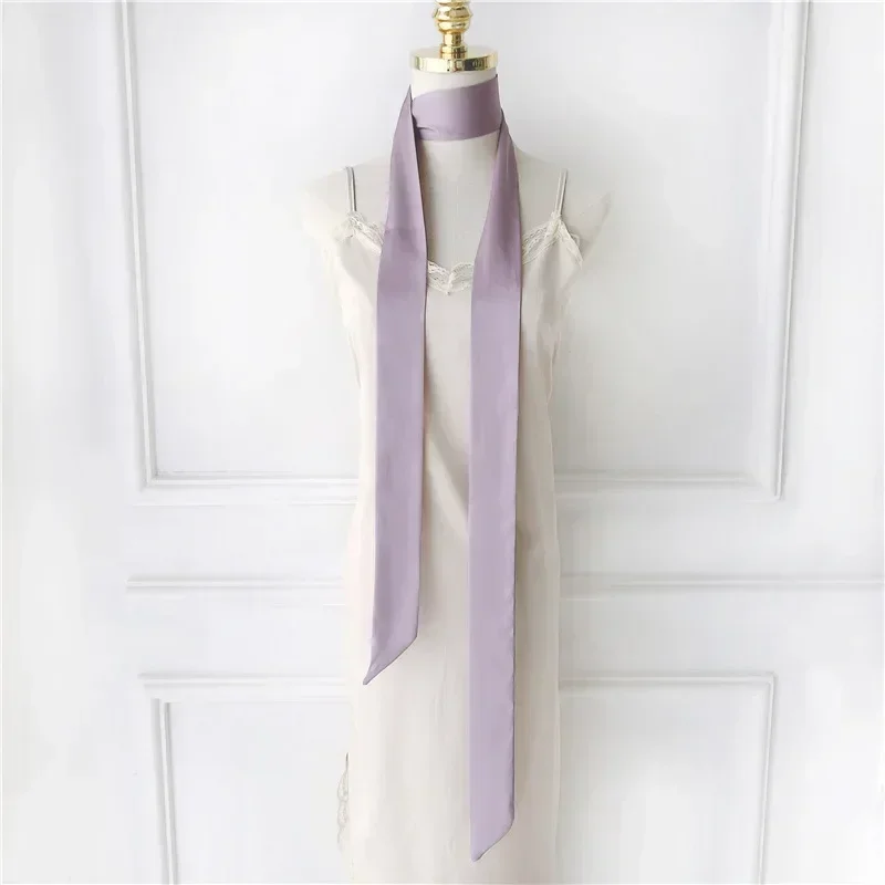 

Silk Solid Color Long Hair Band Silk Scarf Feminine And Versatile Scarf Streamer Headband High-end Hair Accessory