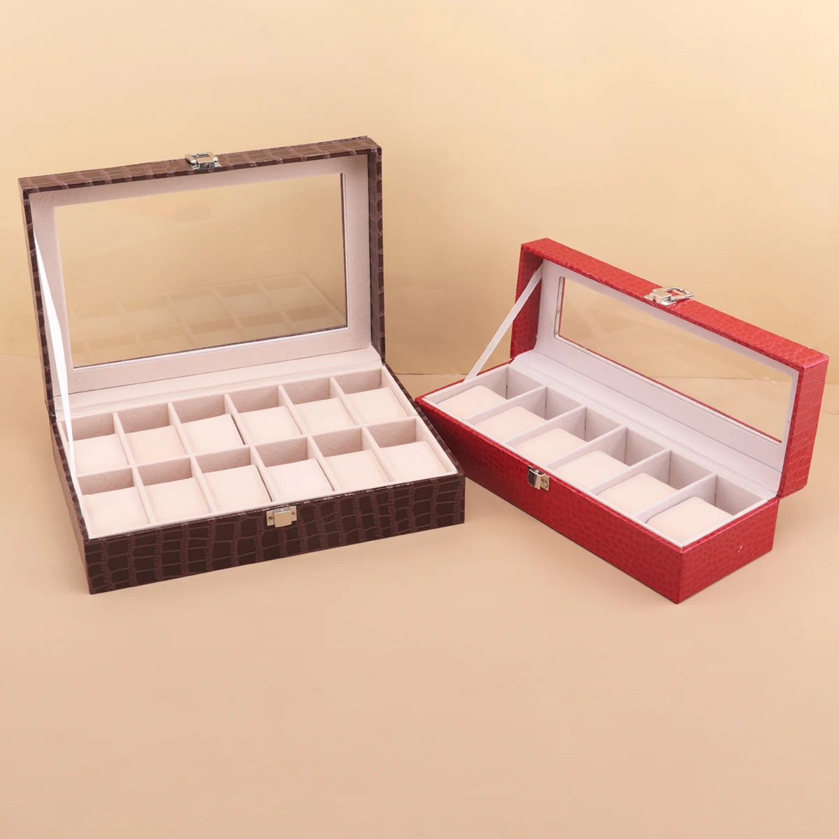 

6 Slots Watch Holder Storage Case Organizer Black Wrist Watch Box PU Leather Watch Display Box regalos para hombre