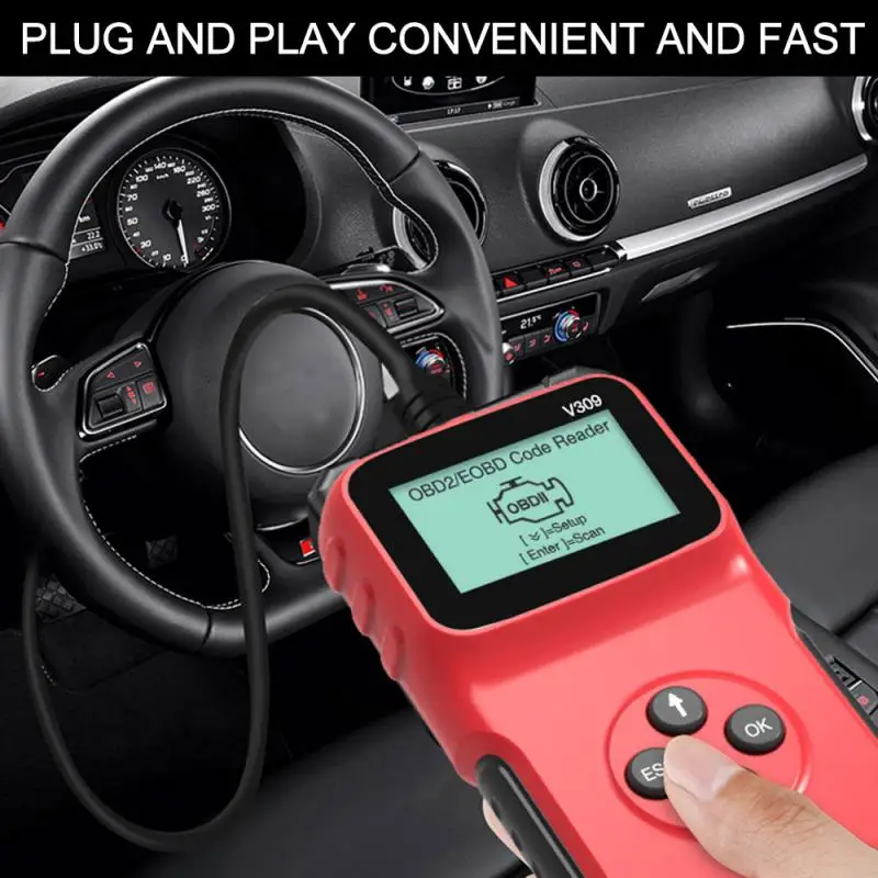 

OBD Code Reader OBD2 Scanner Car Check Engine Fault Lcd Diagnostic Tool Professioneel Automotorsysteem Levenslange Gratis