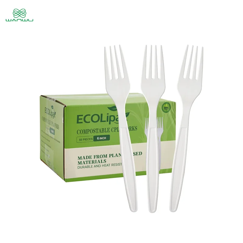 Cubiertos desechables biodegradables de 7 pulgadas, cubiertos CPLA de base biodegradable de alta resistencia para fiestas, barbacoas y picnics, paquete de 50