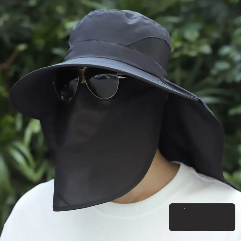 

Multi-function Wide Brim Bucket Hat UV Protection Sunscreen Fisherman Hat Balaclava Hat Visor Caps Mask Set Camping