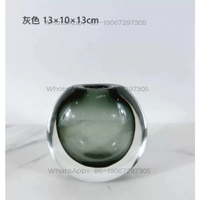 Modern Art Transparent Blown Thick-bottomed Glass Vase, Model Room Living Room Dining Table Decorative Flower Ware