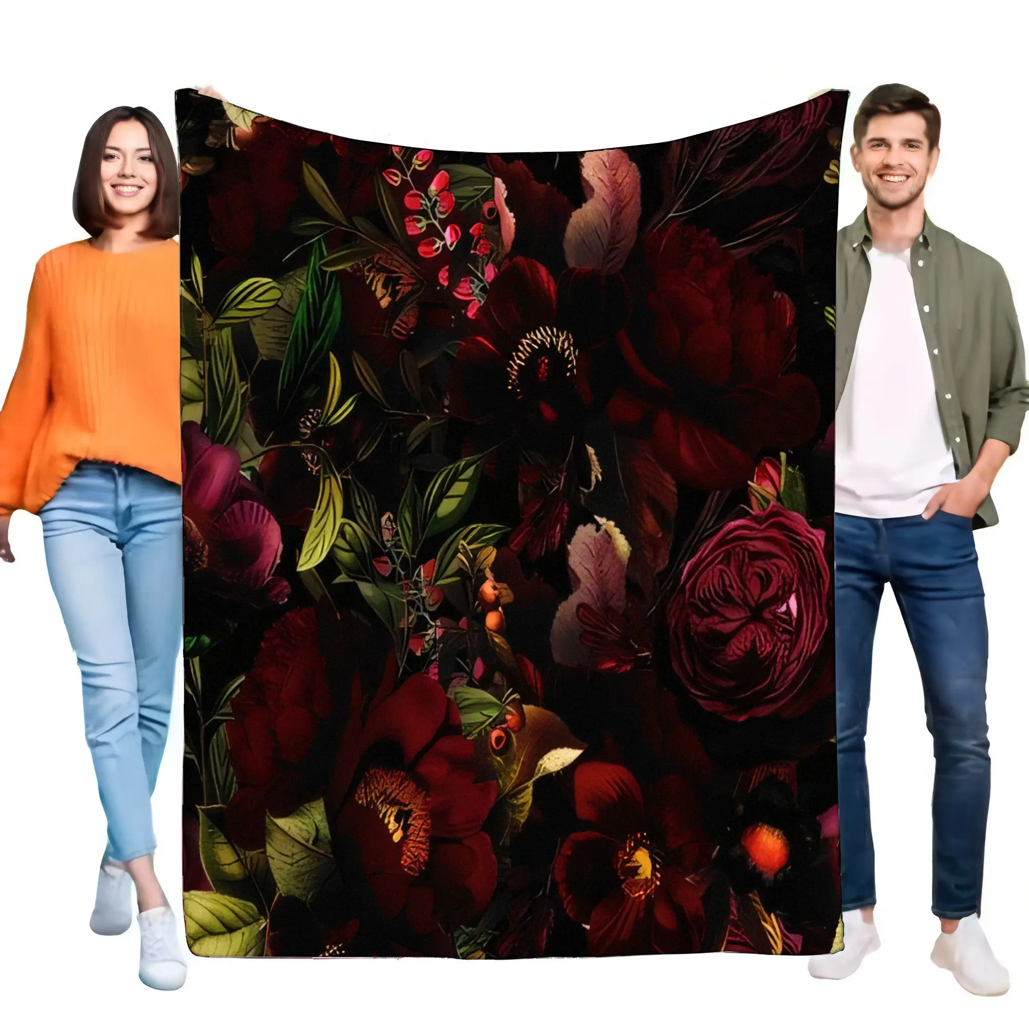 Manta floral elegante, acogedora y suave para decoración del sofá cama del hogar, regalo de cumpleaños cálido y ligero
