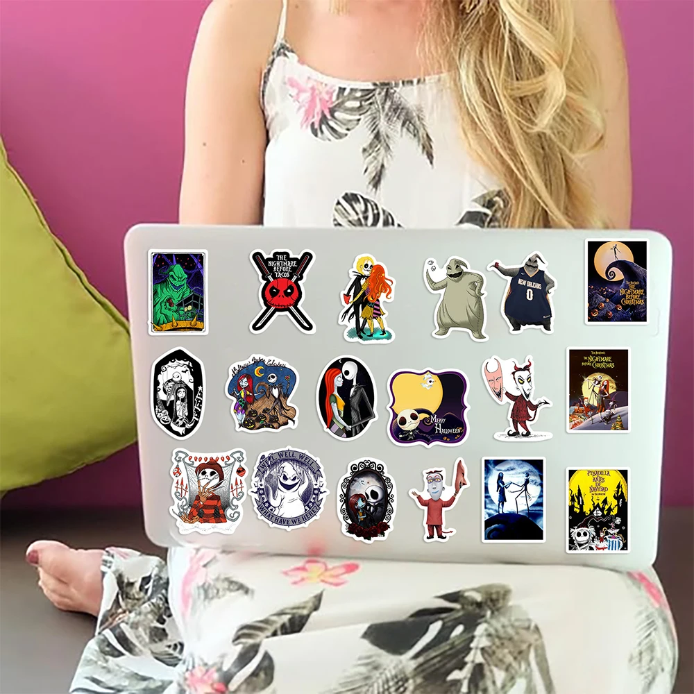 10/30/50 قطعة ديزني الكابوس قبل عيد الميلاد ملصقات الكرتون الشارات DIY بها بنفسك سجل القصاصات المحمول الهاتف هالوين الكتابة على الجدران ملصق