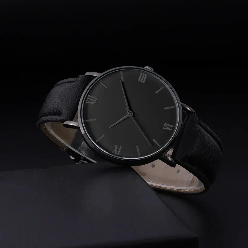 Fashion Mens Quartz Watches Luxury Simple Black Business Belt Quartz Watch Men Watch Student Wristwatch Relogio Masculino