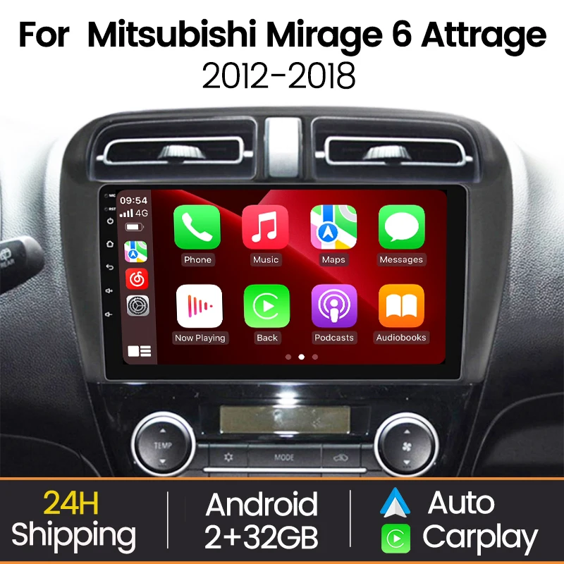 MEKEDE 9 Inch Android Car Radio for Mitsubishi Mirage Attrage 2012-2019 Car Radio Multimedia GPS Navigation 2 Din Stereo