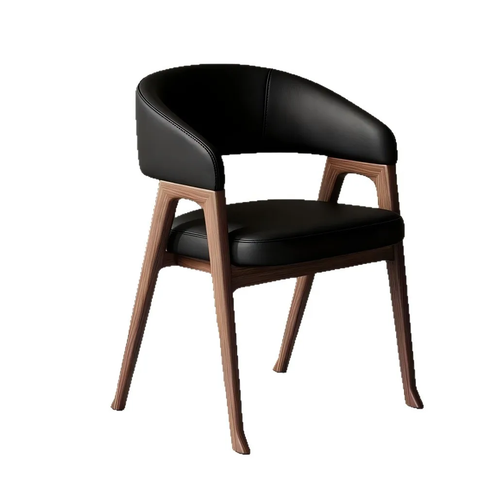 Solid Wood Dining Chair Modern Simple Horseshoe Chair Nordic Restaurant Back Armrest Book Office Home