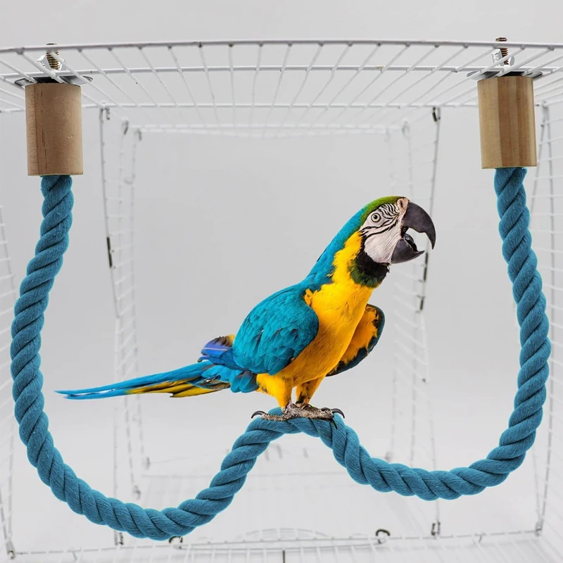 Parrot Training Toy Cage Cotton Rope Toy Paw Grinding Bendable Pet Bird Standing Stick Exercise Perches Toy for Budgies Parakeet