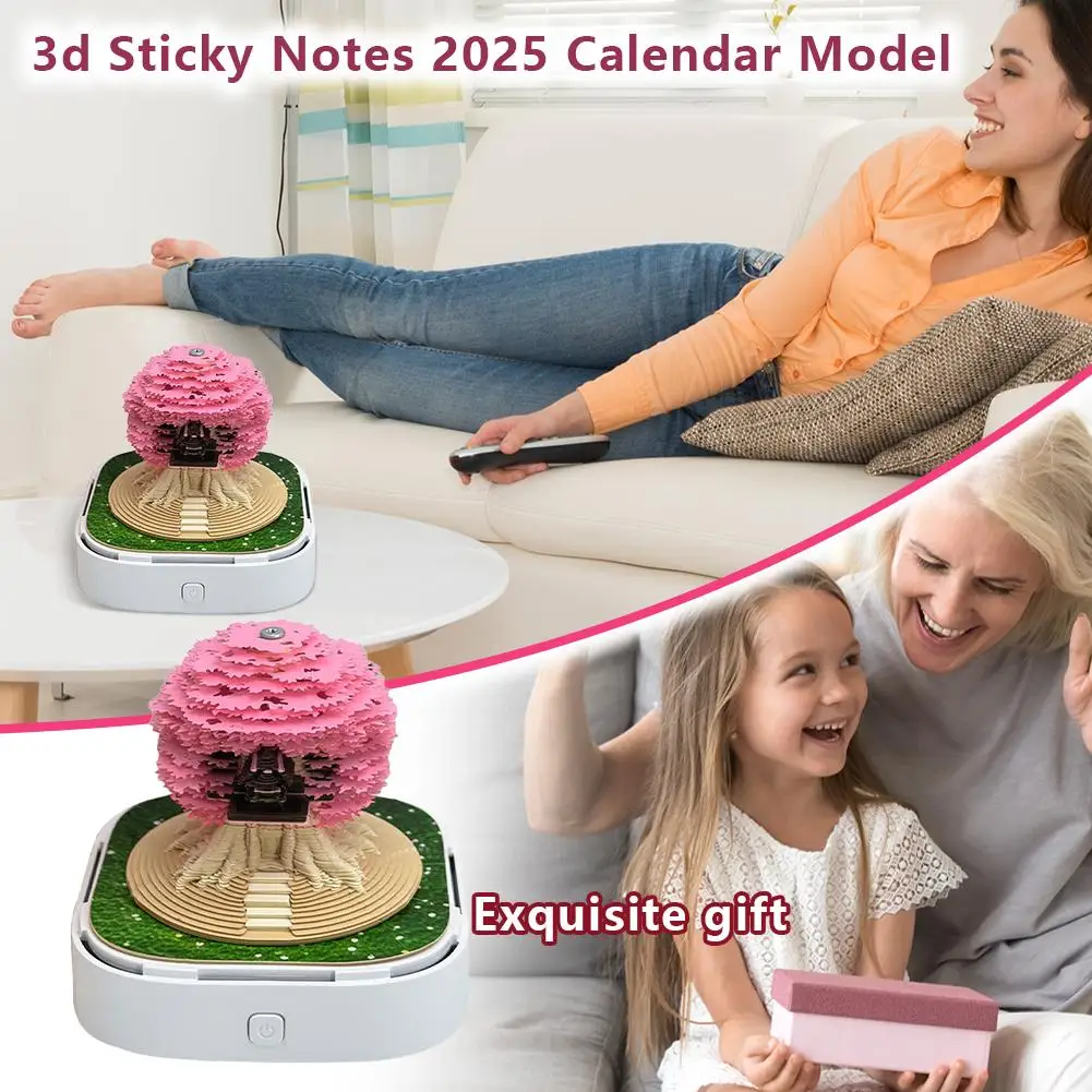 Creative 3D Tree House Three-dimensional Paper Sculpture Calendar With LED Light Exquisite Calendar Note Book Birthday Gift