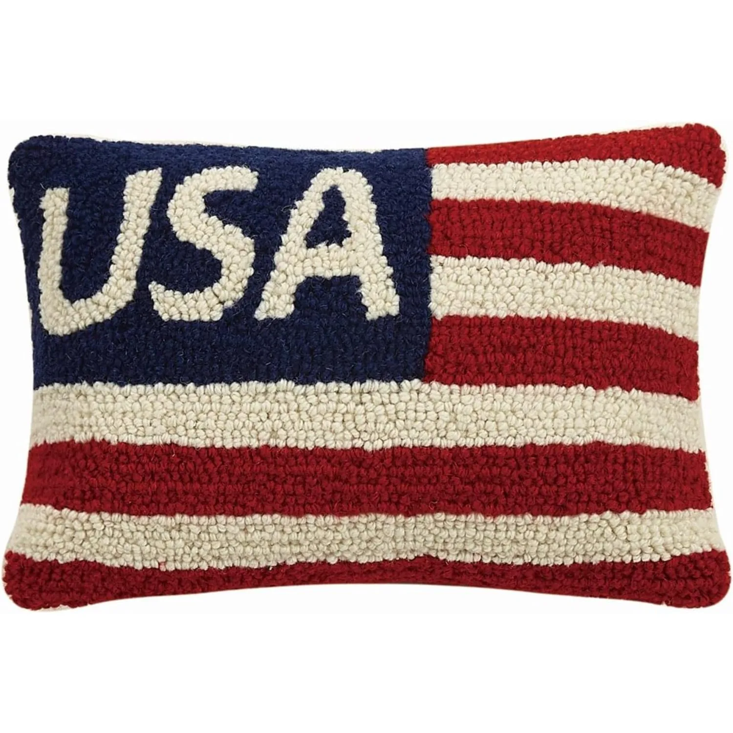 raft USA Flag Red White Blue Patriotic Mini Hooked Wool Pillow - 8