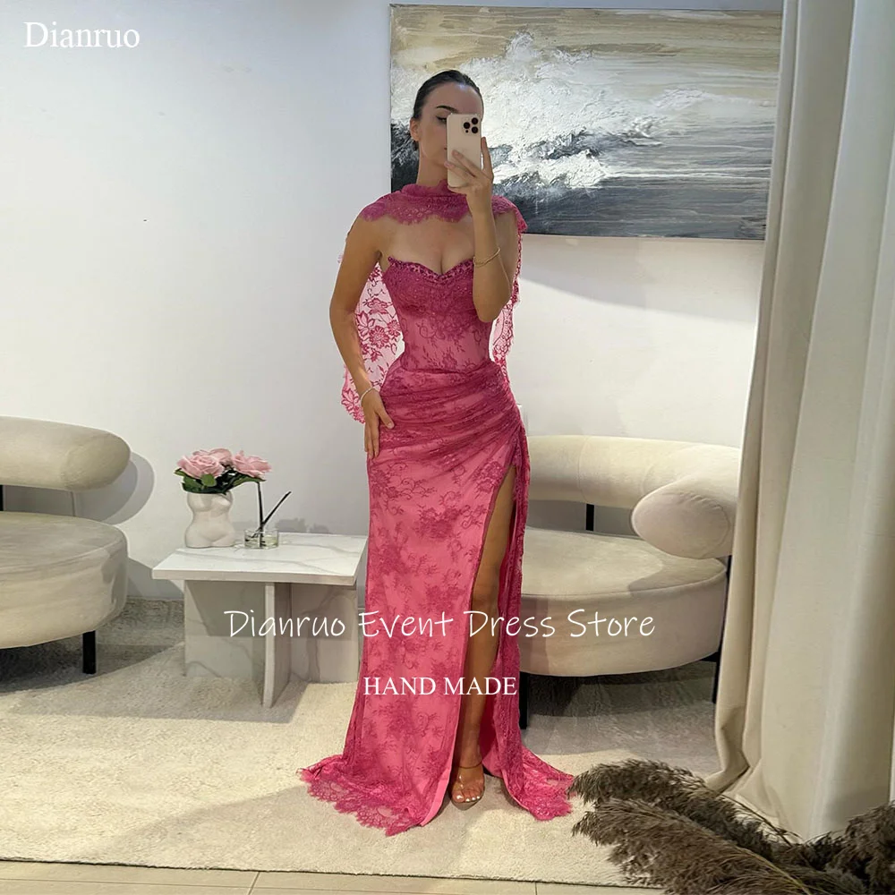 

Dianruo Beaded Vivid Mermaid Evening Dresses Eye Catching Lace Sweetheart Vestidos Largos Ribbons Wedding Dress Guest Customized