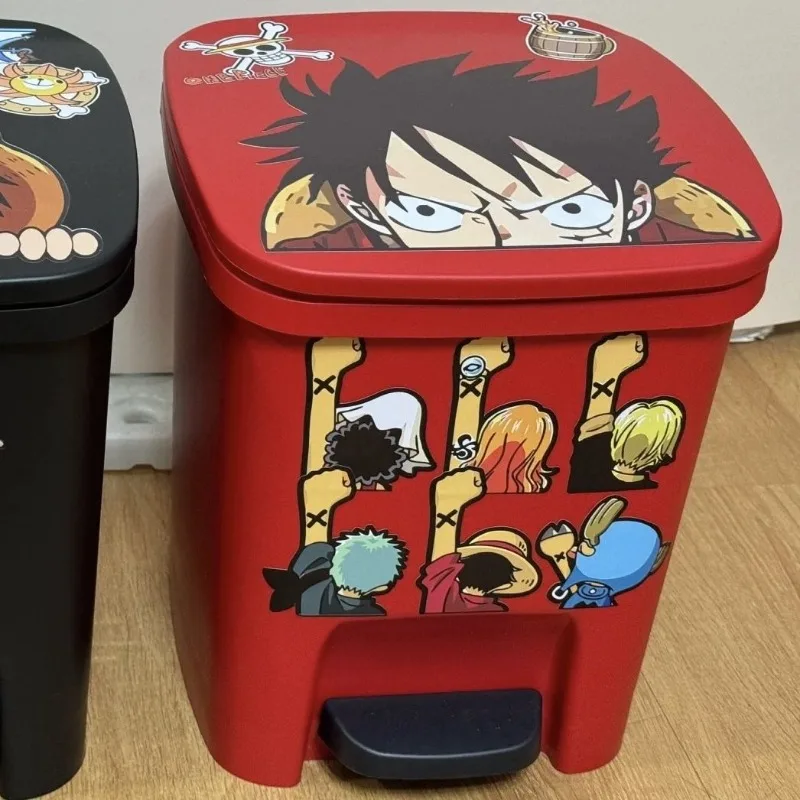 11L One Piece Anime que rodea Luffy negro rojo cubo de basura de gran tamaño para el hogar lata de almacenamiento creativa de gran capacidad al por mayor