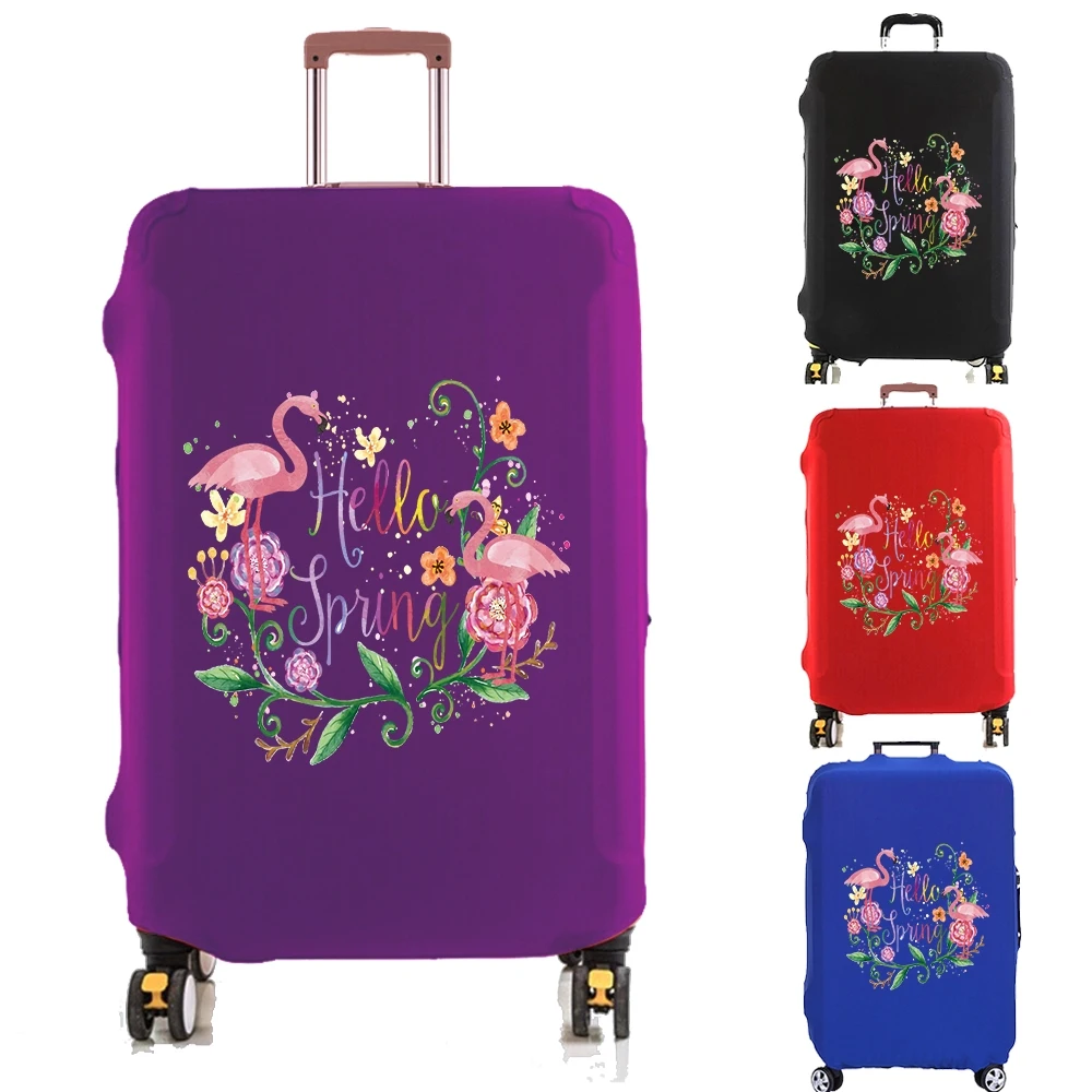 Luggage Cover Suitcase Protector Elasticity Scratch Resistant Case for 18-32 Inch Travel Trolley Flower Flamingo Print Dust Case