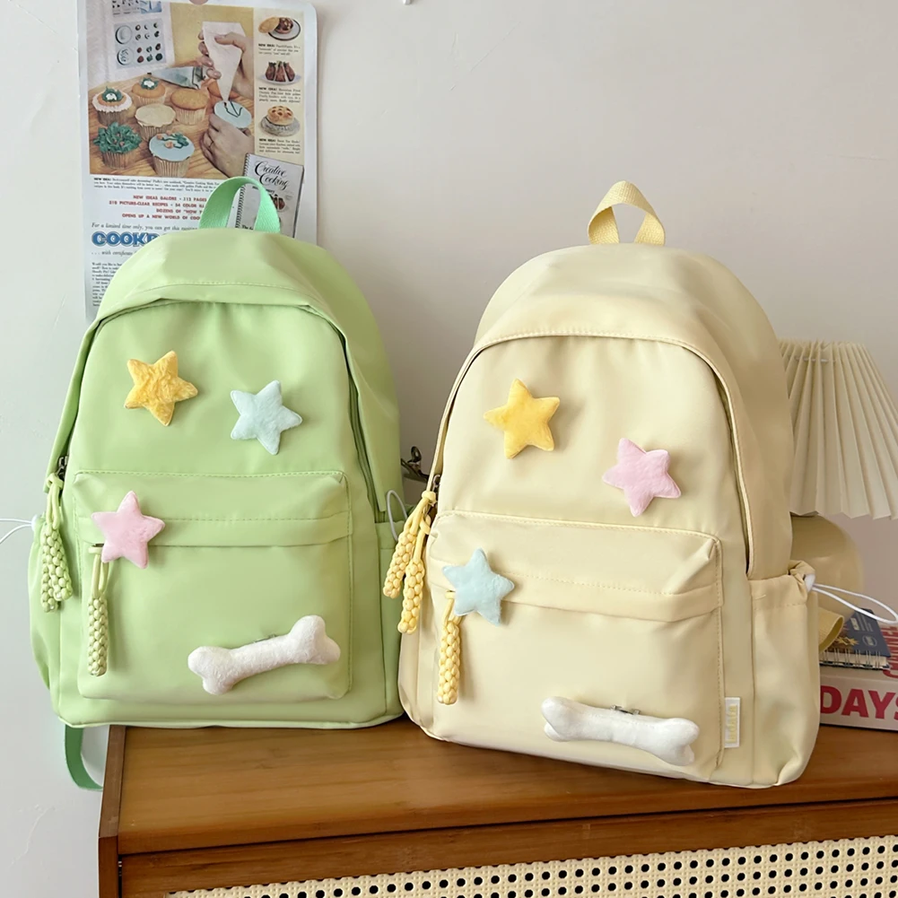 Cute Star Backpack Junior High School Students Backpack Large Capacity Daily Rucksack Cartoon Stylish Knapsack for Teen Students