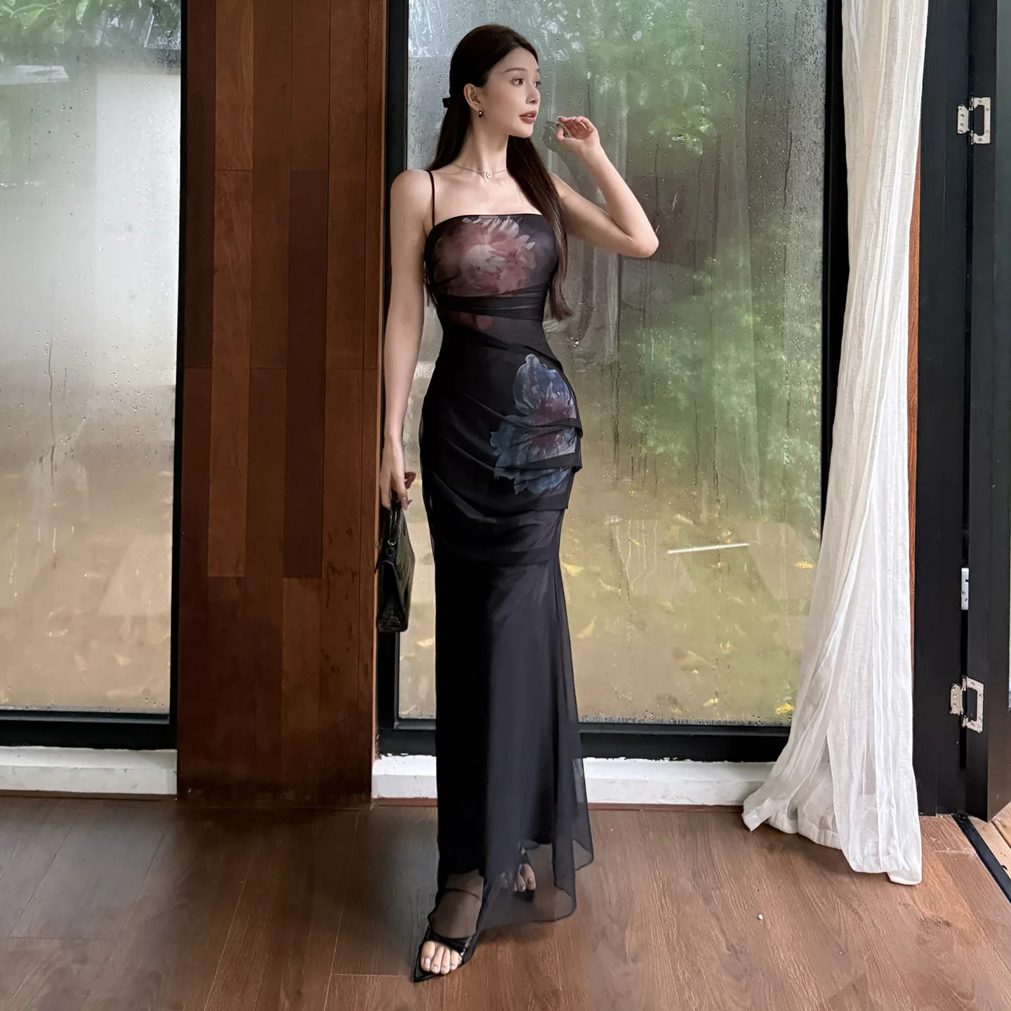 

Сетчатые вечерние платья Женское элегантное сексуальное платье на подтяжках Платье Нарядное Женское Vestidos Para Mujer Vestido De Coctel