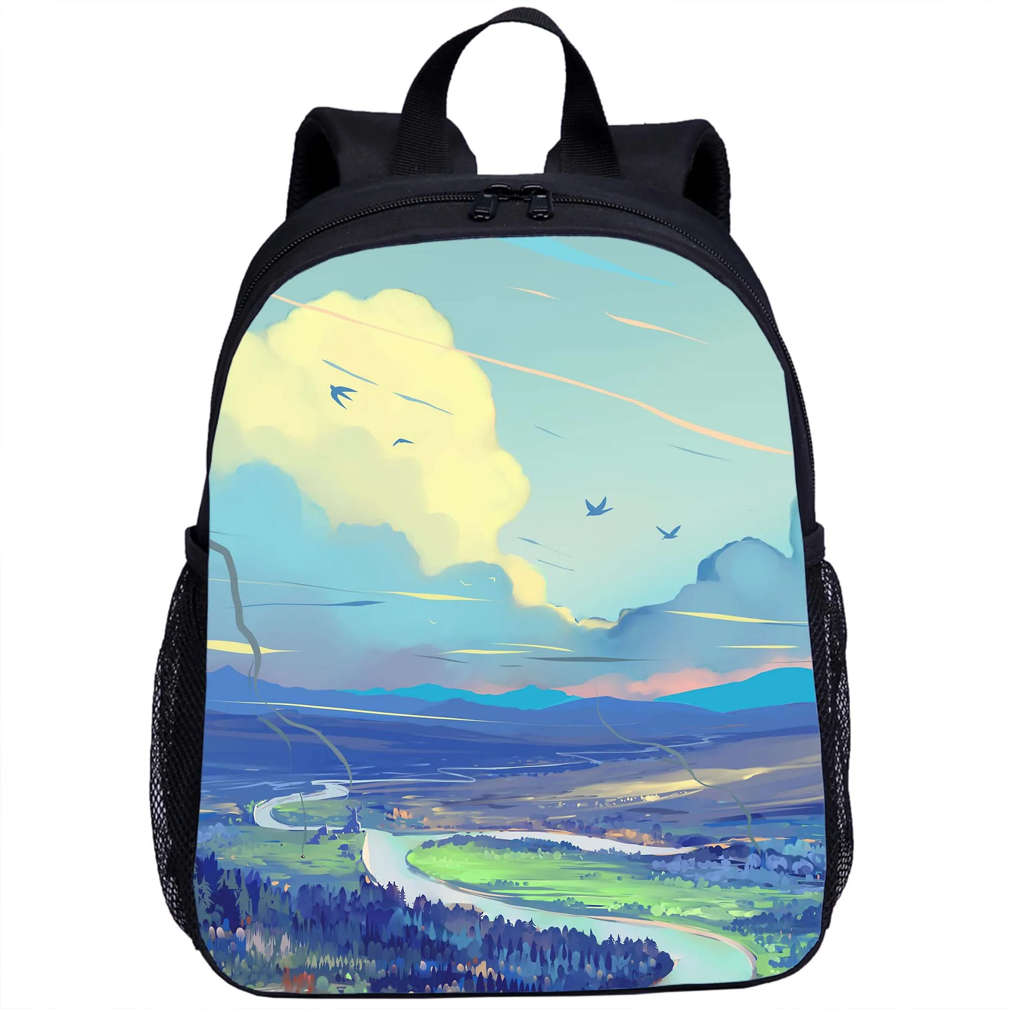 Mochila para niños con diseño de arte de paisaje hermoso, mochila para niños adecuada para niños y niñas, bolsa escolar para libros, bolsa de viaje de 16 pulgadas