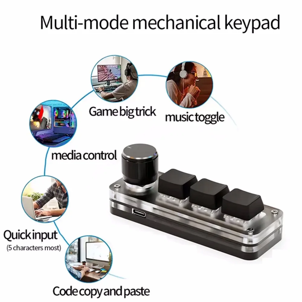 Macro Keyboard Red Switch Macro Keyboard Plug and Play Ergonomic Customized Knobs USB Mini Keypad for Desktop PC USB Mini Keypad
