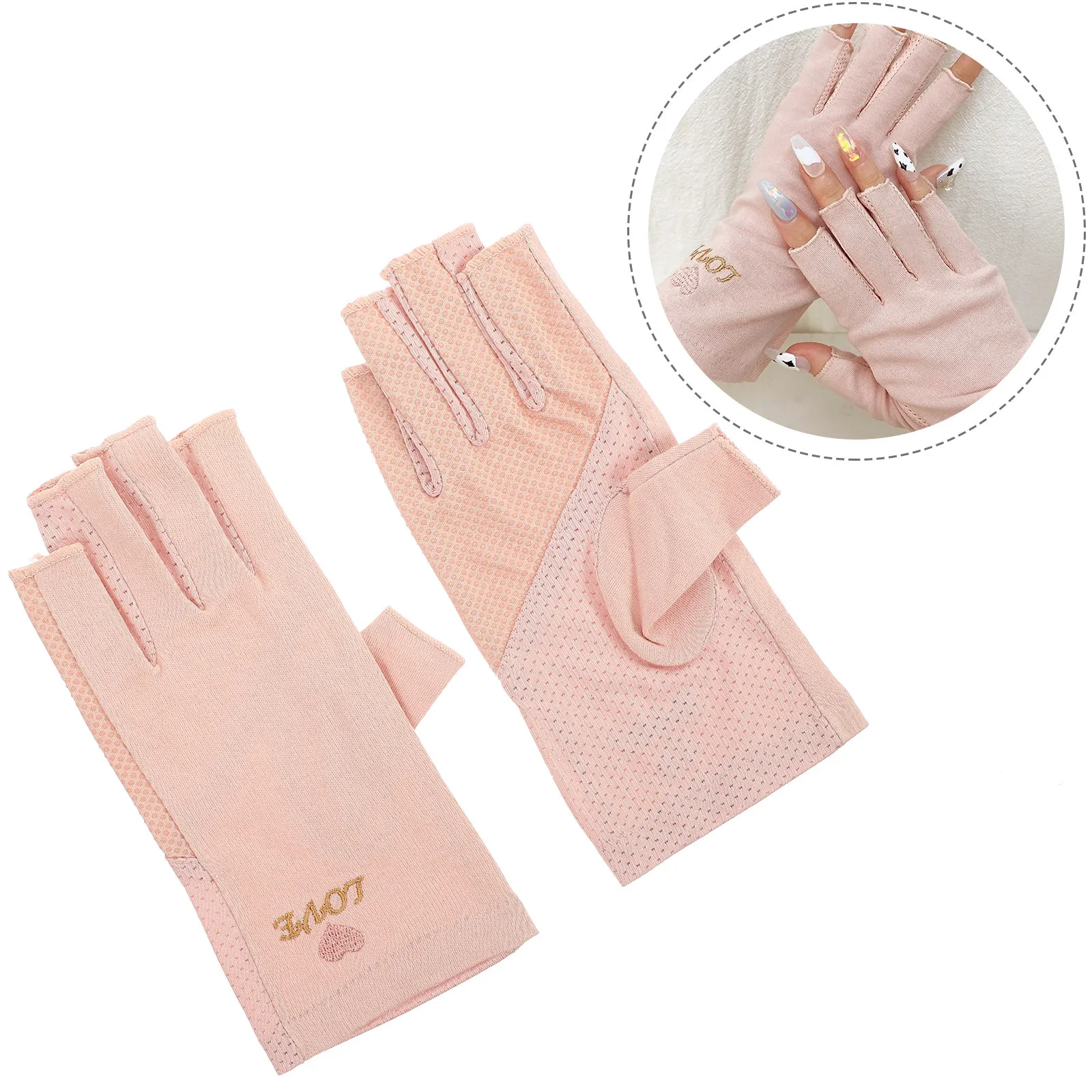 

1Pair Nail Art Uv Gloves Half Finger Heat Resistant Manicure Hand Protectors Uv Protection Gloves for Outdoor Travel Fishing
