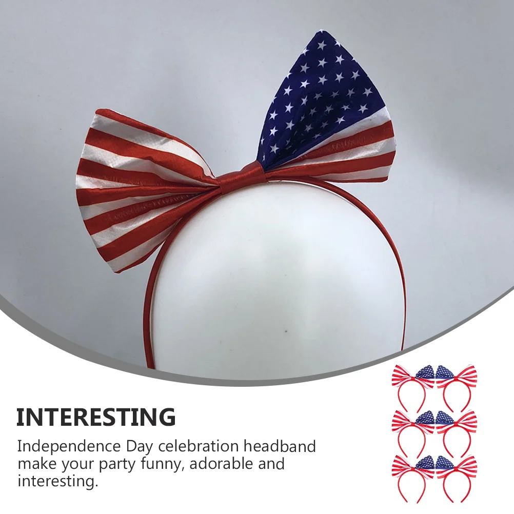 6 uds. Accesorios para el cabello, diadema con bandera americana, diademas para niños y bebés, tocado de satén para fiesta del Día de la independencia