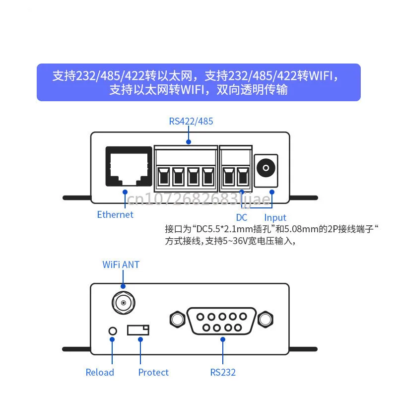 Serial Server RS232/485/422 to WiFi and Ethernet DTU Networking Communication Equipment Hf2211