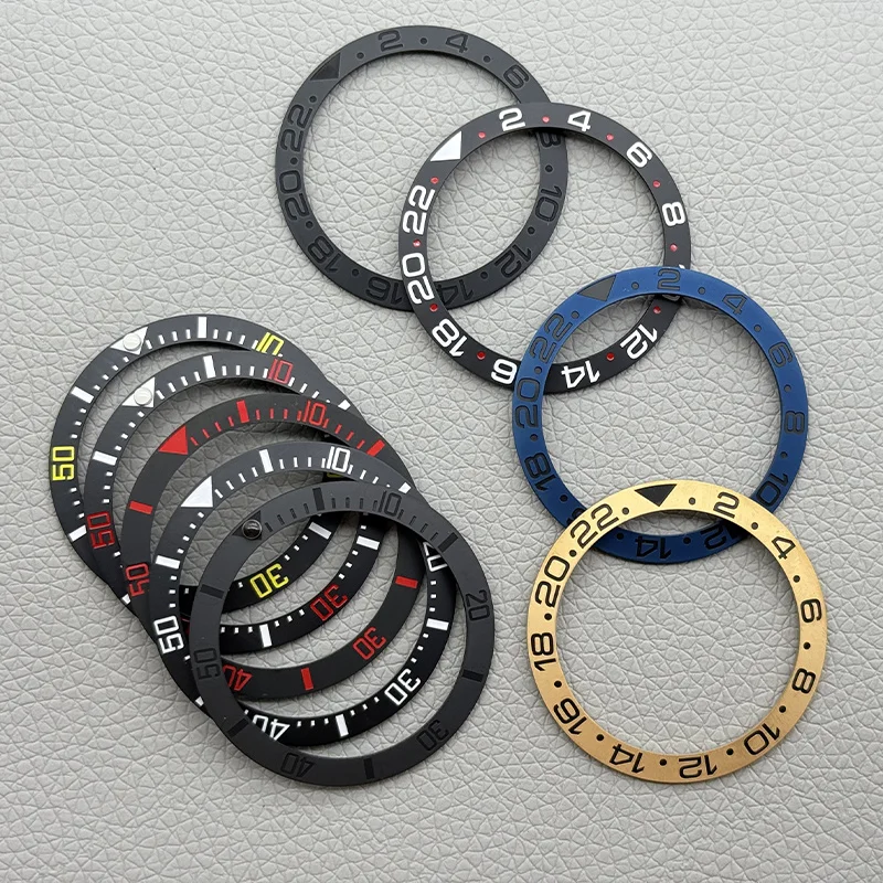 Multiple Styles Customized 38mm*30.6mm Sloping Ceramic Bezel Insert NH35 NH36 4R35 7S26 GMT Diving Watch Ceramic Bezel Mod Parts