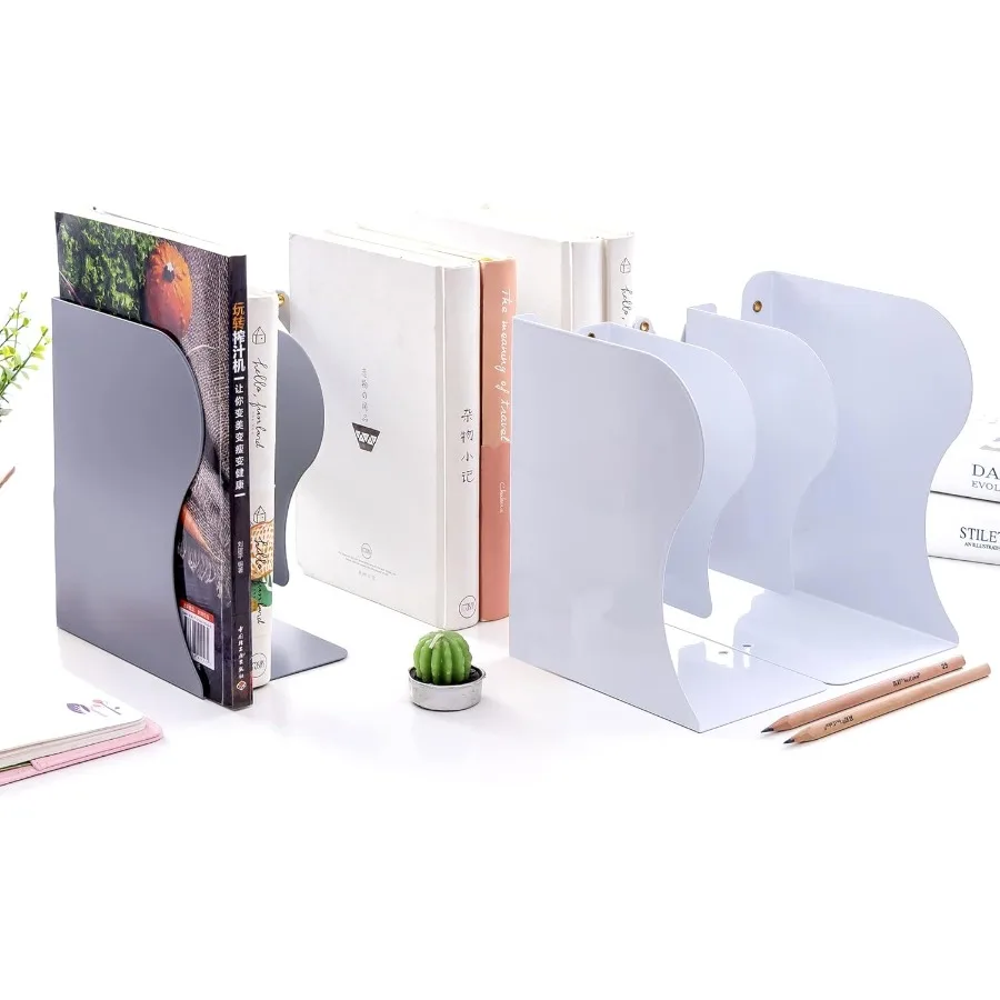 Heavy Duty Adjustable Metal Bookends for Securely Holding Heavy Books and Binders on Bookshelves or Desktops Non-Slip Design Id