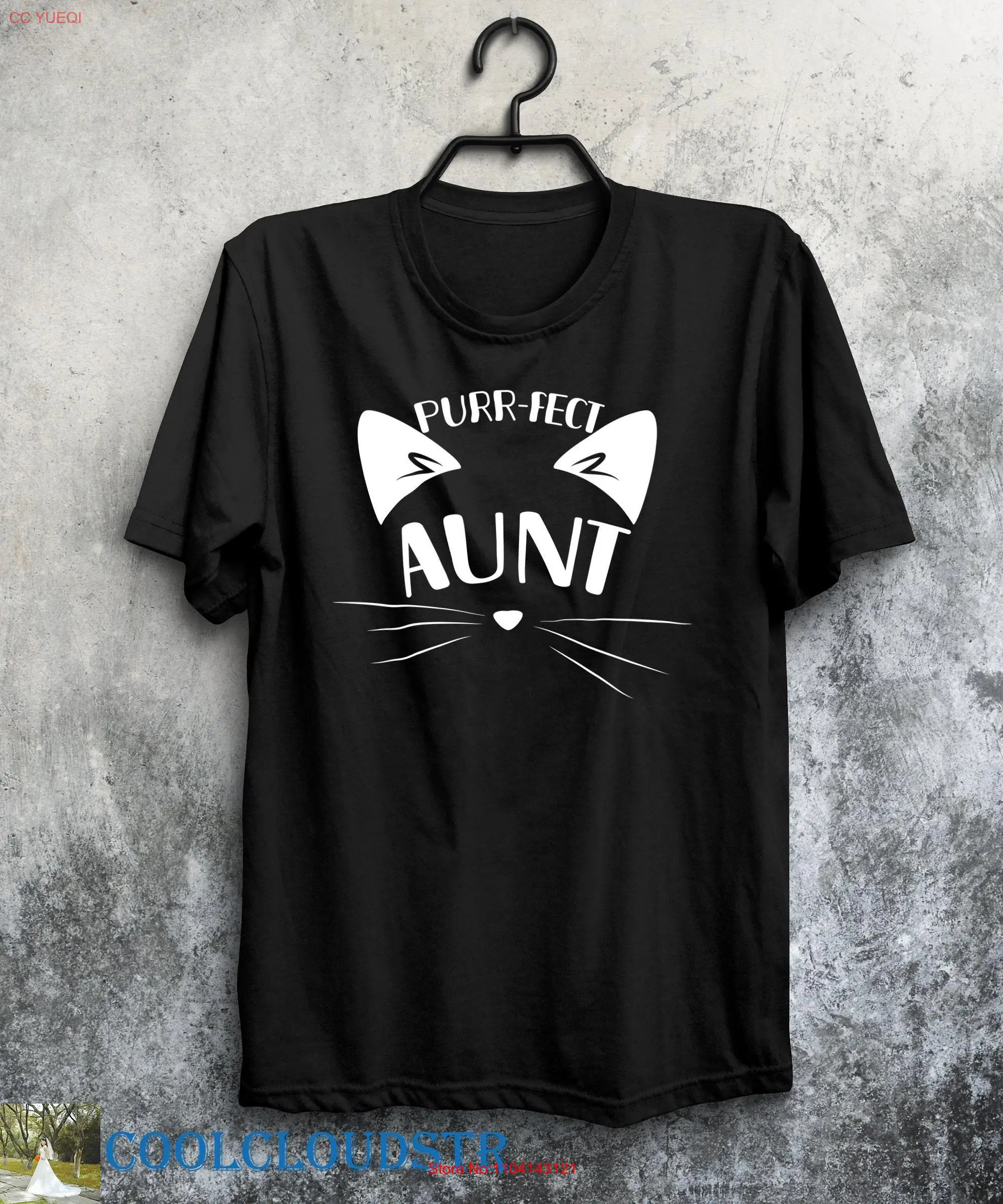 Aunt T Shirt Purr Fect Funny For Cat Lover Perfect long or short sleeves